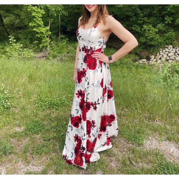 Speechless Lace-Up-Back Floral-Print Ball Gown - Picture 3 of 4